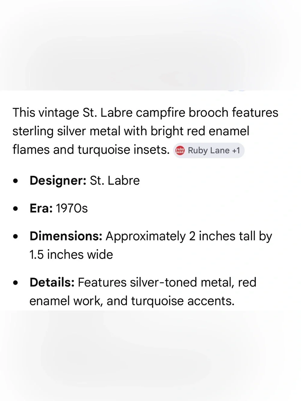 Vintage Handcrafted Silver Flame Brooch with Turquoise and Red Enamel